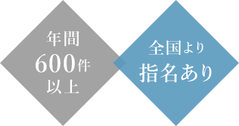 年間600件以上/全国より指名あり